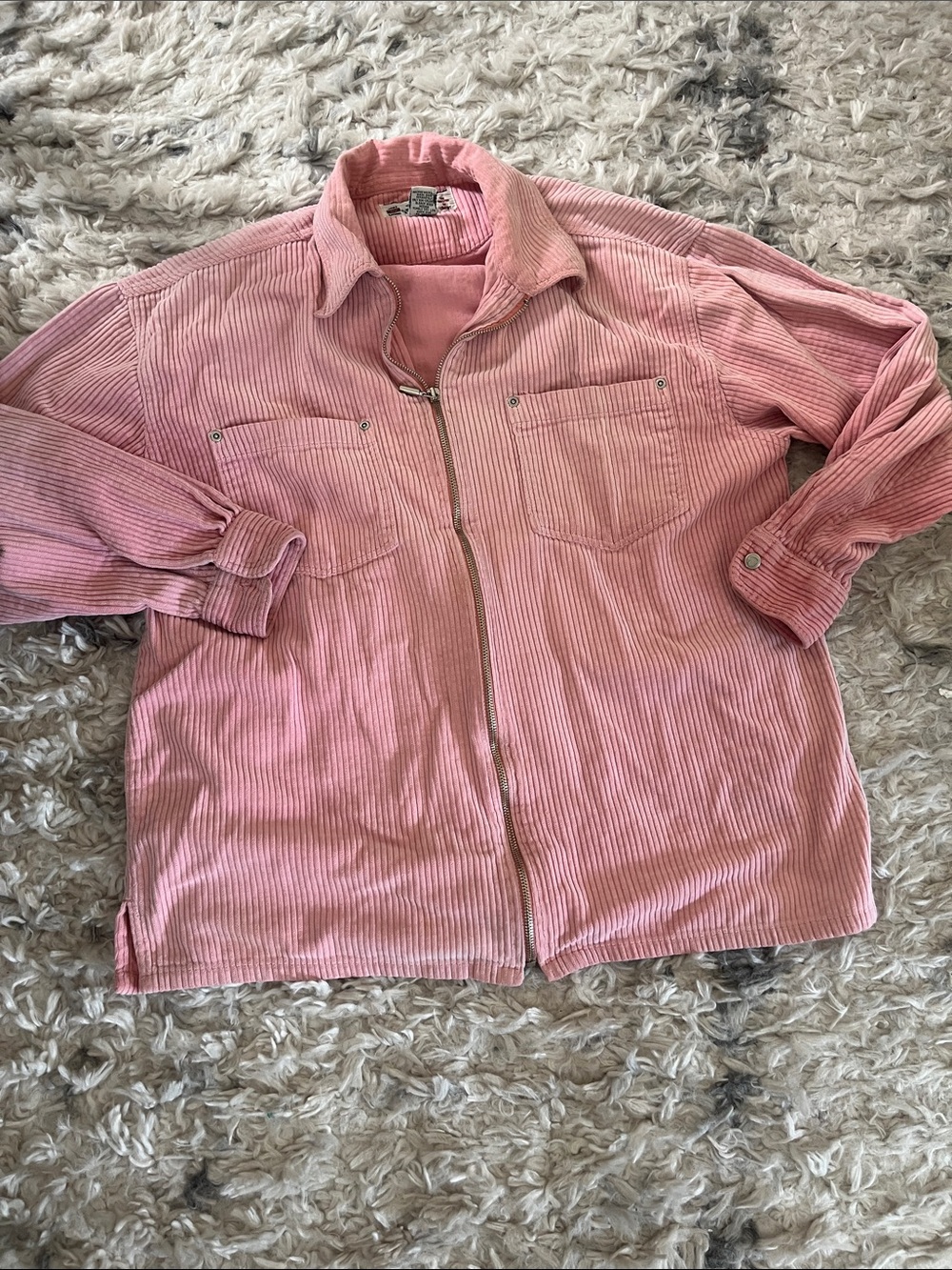 Vintage Pink Corduroy Zip-Front Jacket - Women M